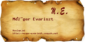 Móger Evariszt névjegykártya